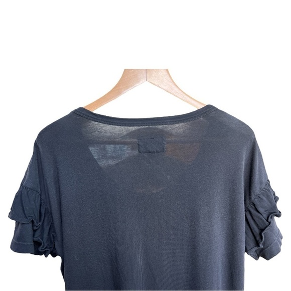Current Elliott Ruffle Roadie Washed Black Oversized T-Shirt Dress, Size 0, XS - Picture 3 of 8